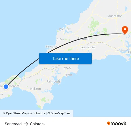 Sancreed to Calstock map