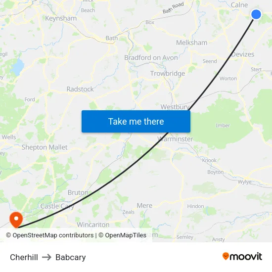Cherhill to Babcary map