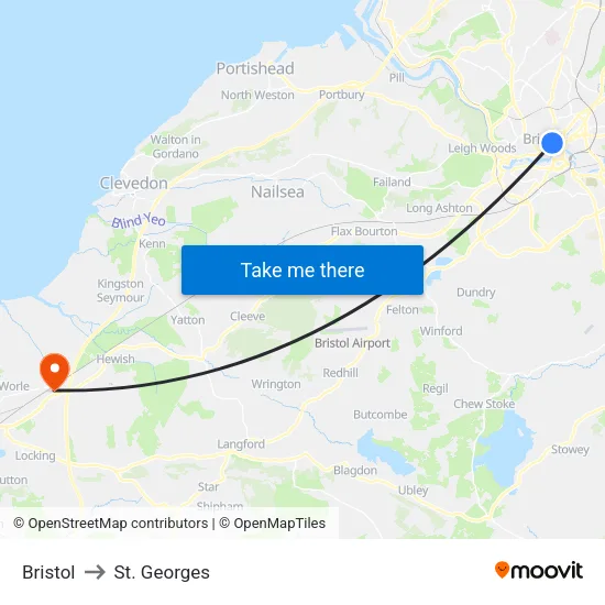 Bristol to St. Georges map