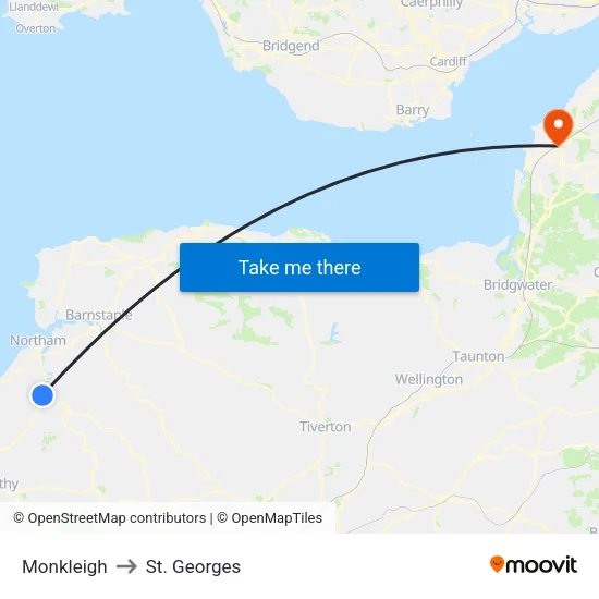 Monkleigh to St. Georges map
