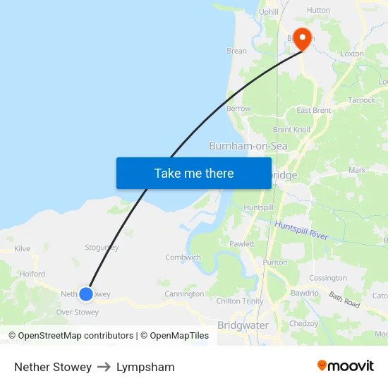 Nether Stowey to Lympsham map