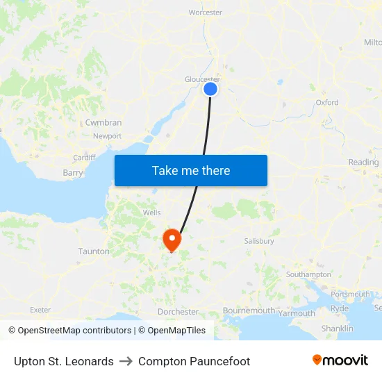 Upton St. Leonards to Compton Pauncefoot map