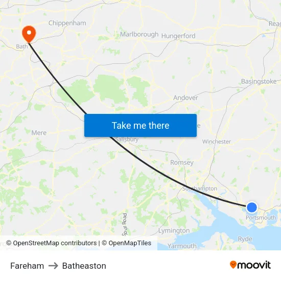 Fareham to Batheaston map