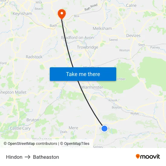 Hindon to Batheaston map