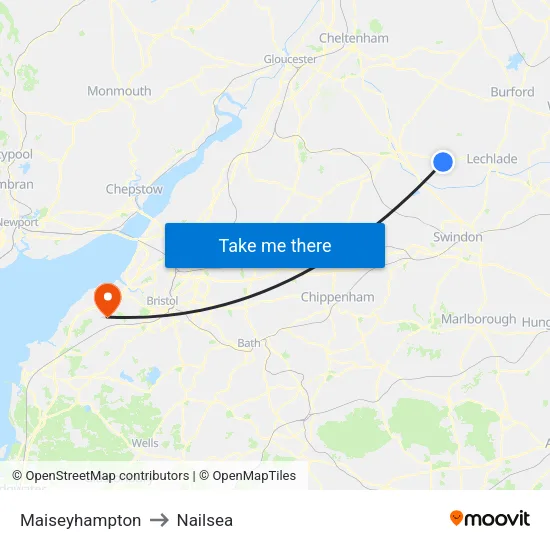 Maiseyhampton to Nailsea map