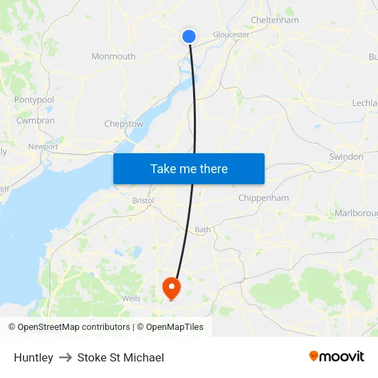 Huntley to Stoke St Michael map