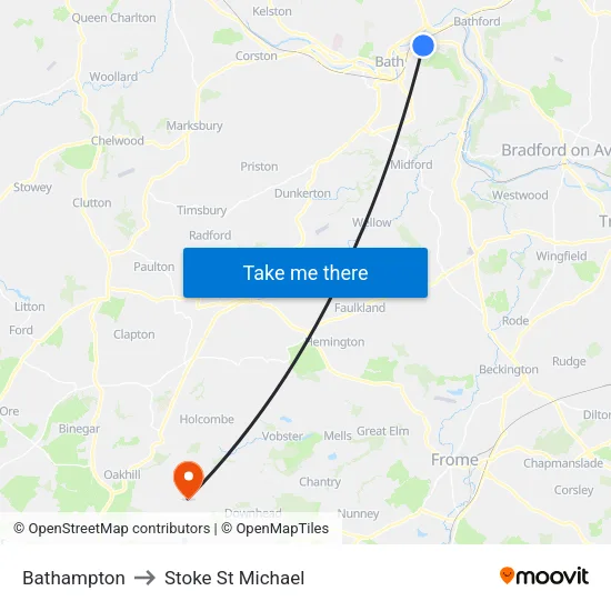 Bathampton to Stoke St Michael map