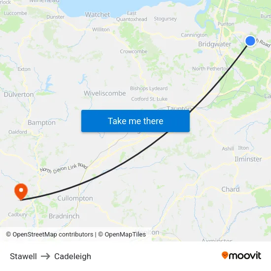 Stawell to Cadeleigh map