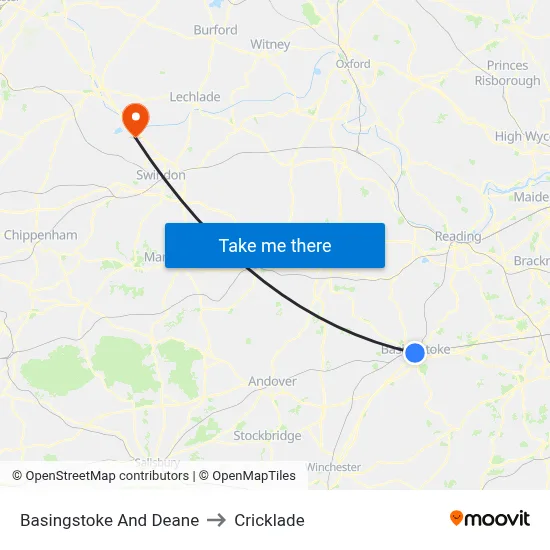 Basingstoke And Deane to Cricklade map