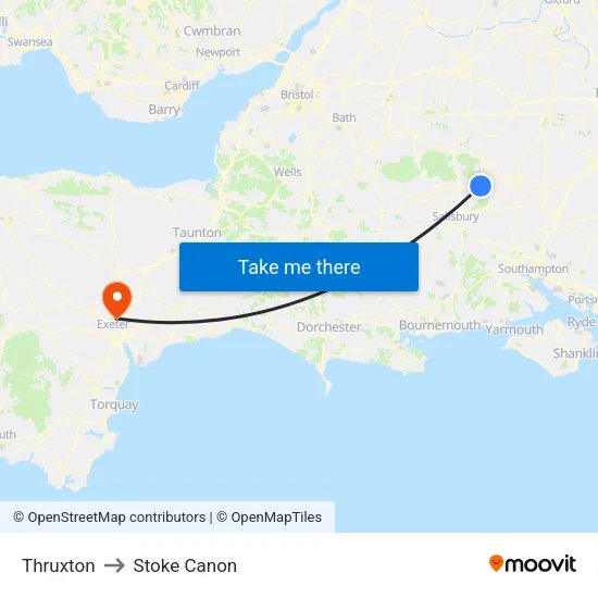 Thruxton to Stoke Canon map