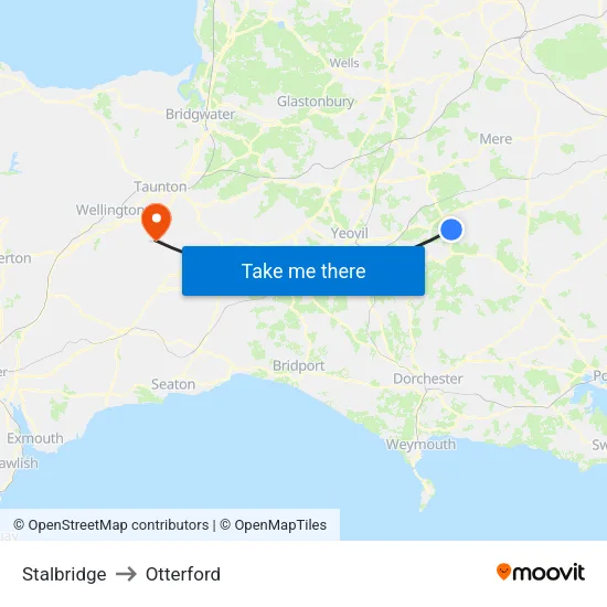 Stalbridge to Otterford map