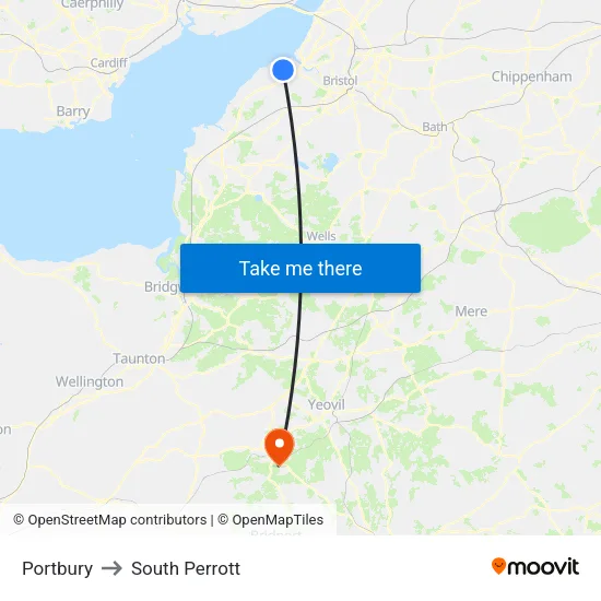 Portbury to South Perrott map