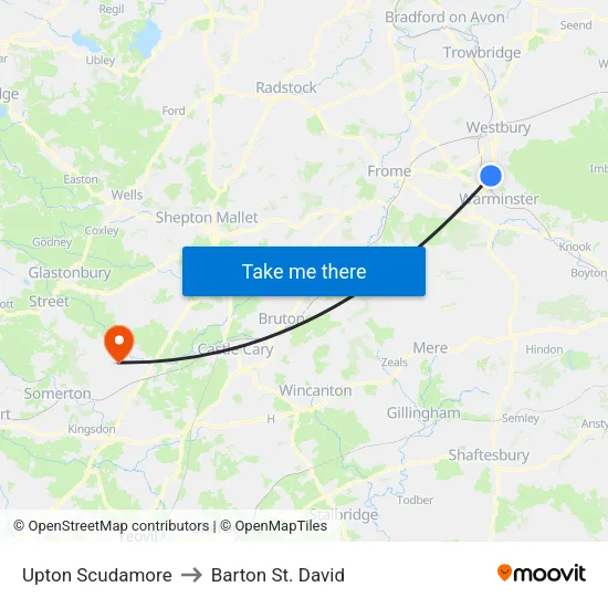 Upton Scudamore to Barton St. David map