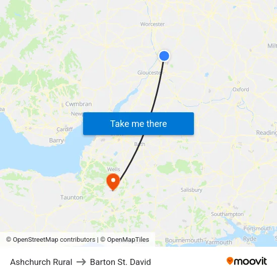 Ashchurch Rural to Barton St. David map