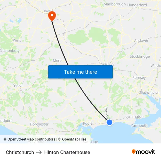 Christchurch to Hinton Charterhouse map