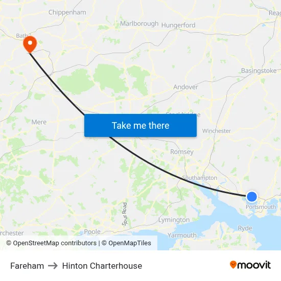 Fareham to Hinton Charterhouse map