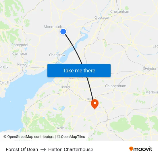 Forest Of Dean to Hinton Charterhouse map