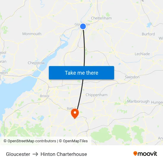 Gloucester to Hinton Charterhouse map