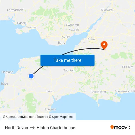 North Devon to Hinton Charterhouse map