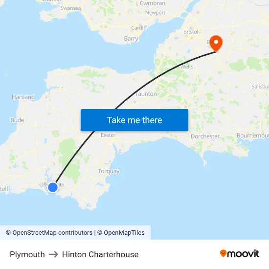Plymouth to Hinton Charterhouse map