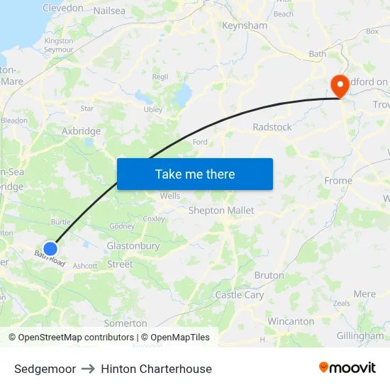 Sedgemoor to Hinton Charterhouse map