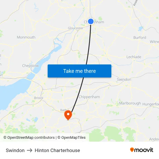 Swindon to Hinton Charterhouse map