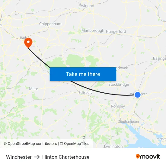 Winchester to Hinton Charterhouse map