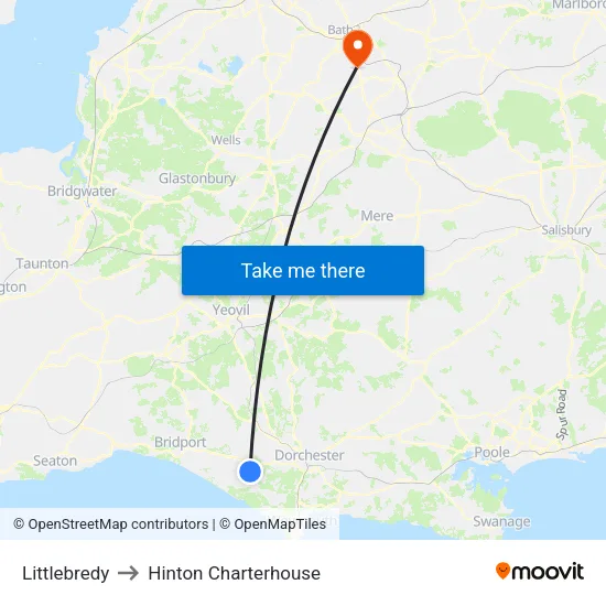 Littlebredy to Hinton Charterhouse map