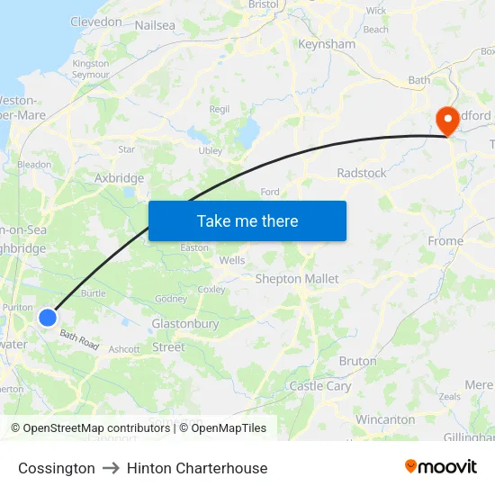 Cossington to Hinton Charterhouse map