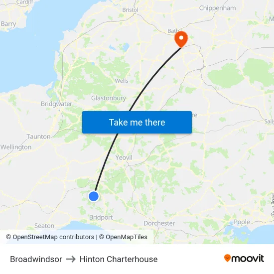 Broadwindsor to Hinton Charterhouse map