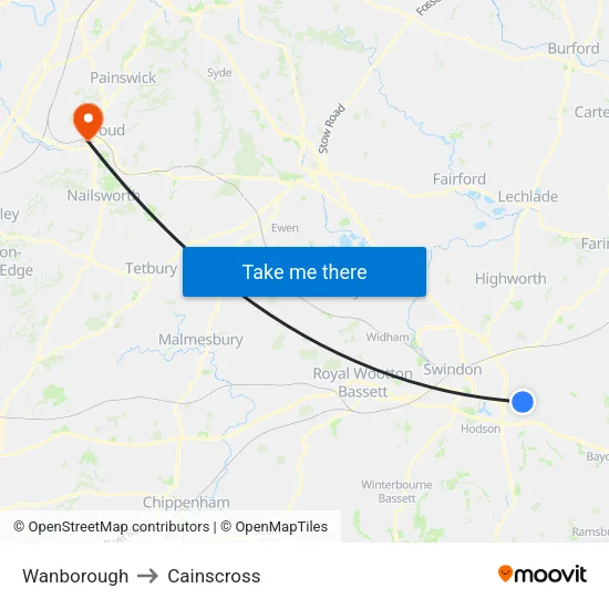 Wanborough to Cainscross map