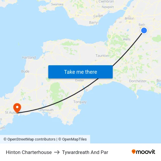 Hinton Charterhouse to Tywardreath And Par map