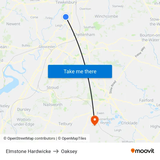 Elmstone Hardwicke to Oaksey map