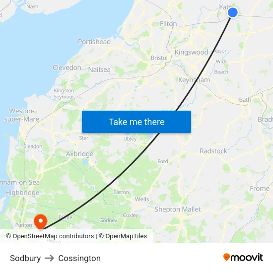 Sodbury to Cossington map