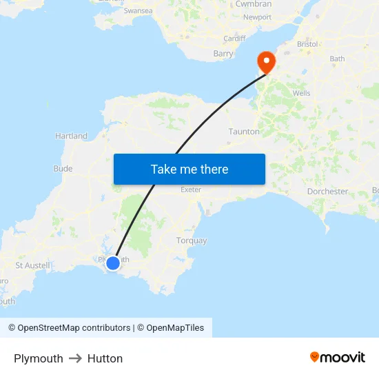 Plymouth to Hutton map