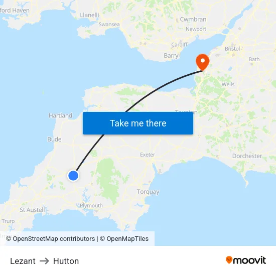 Lezant to Hutton map