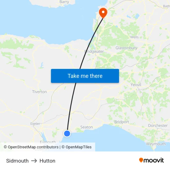 Sidmouth to Hutton map