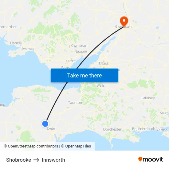 Shobrooke to Innsworth map