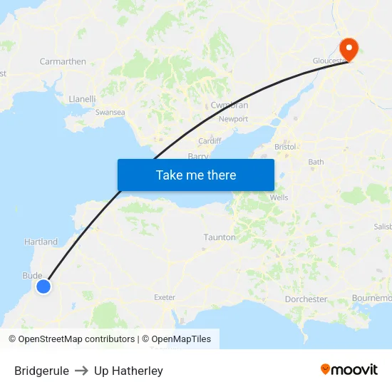 Bridgerule to Up Hatherley map