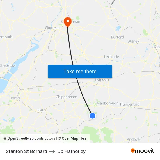 Stanton St Bernard to Up Hatherley map