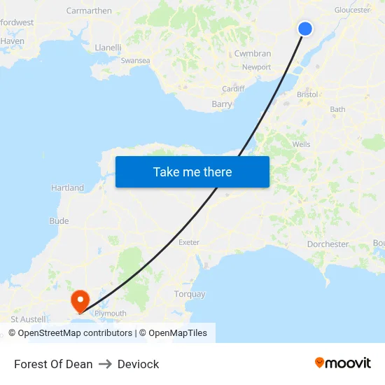 Forest Of Dean to Deviock map