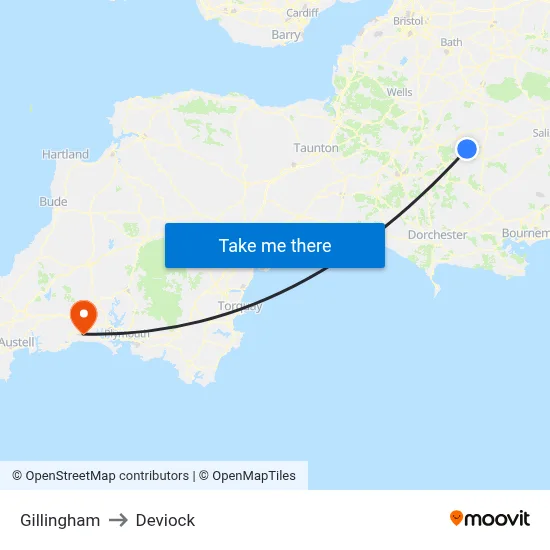Gillingham to Deviock map