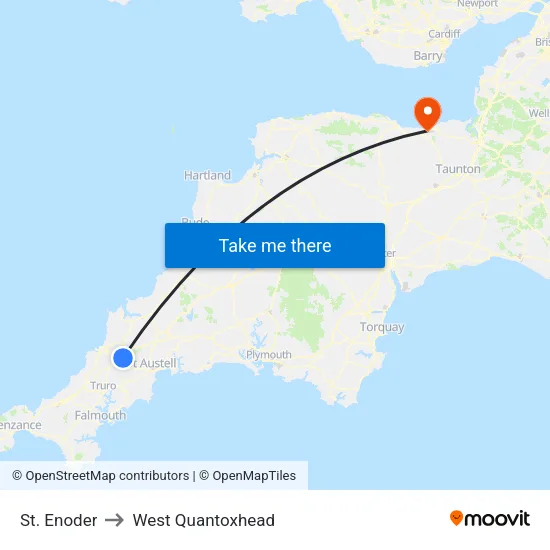 St. Enoder to West Quantoxhead map