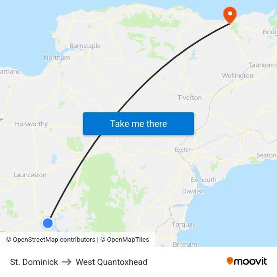 St. Dominick to West Quantoxhead map