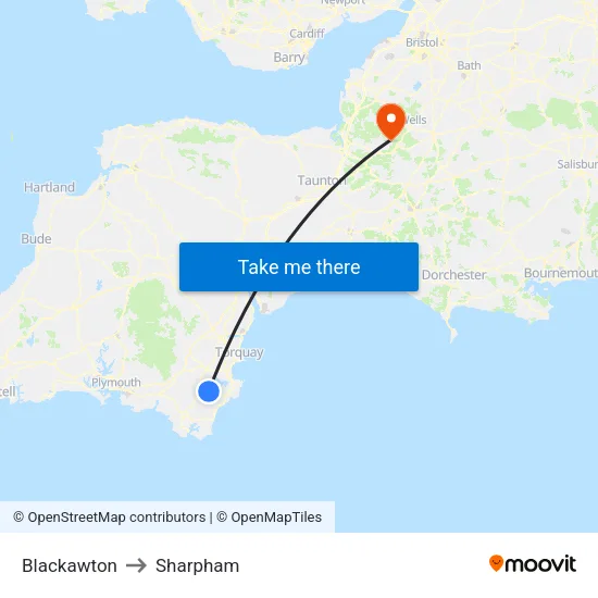 Blackawton to Sharpham map