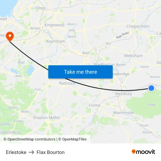 Erlestoke to Flax Bourton map