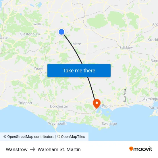 Wanstrow to Wareham St. Martin map