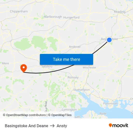 Basingstoke And Deane to Ansty map