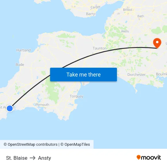 St. Blaise to Ansty map