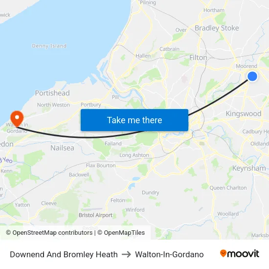 Downend And Bromley Heath to Walton-In-Gordano map